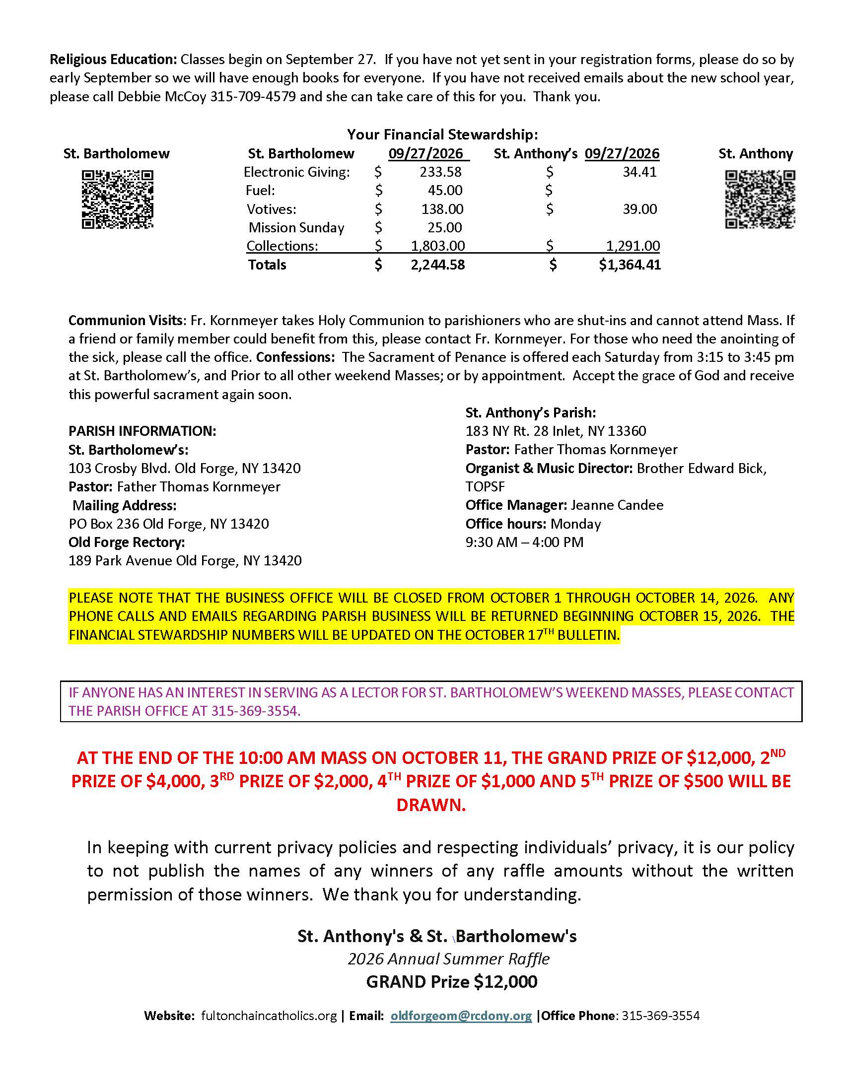 This week's parish bulletin, page 2